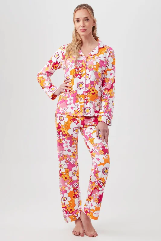 BALI PINK FLORAL WOMEN'S LONG SLEEVE LONG PANT JERSEY PJ SET Personalized pajama sets