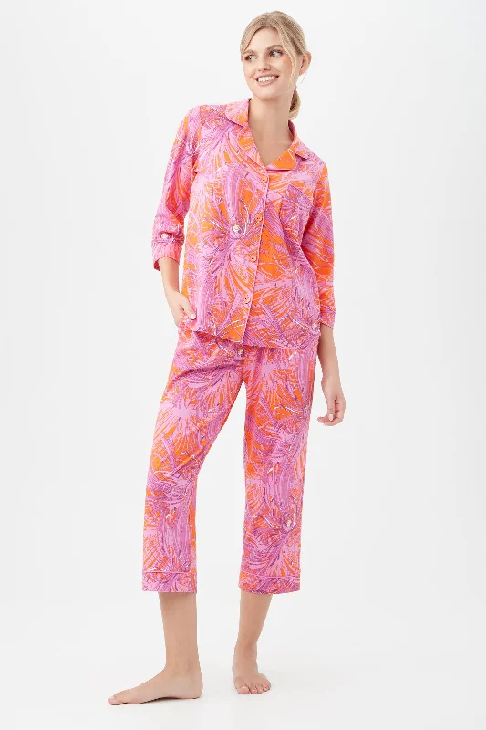 FUJI MUMS WOMEN'S 3/4-SLEEVE CROPPED PANT JERSEY PJ SET Macy’s pajama sets