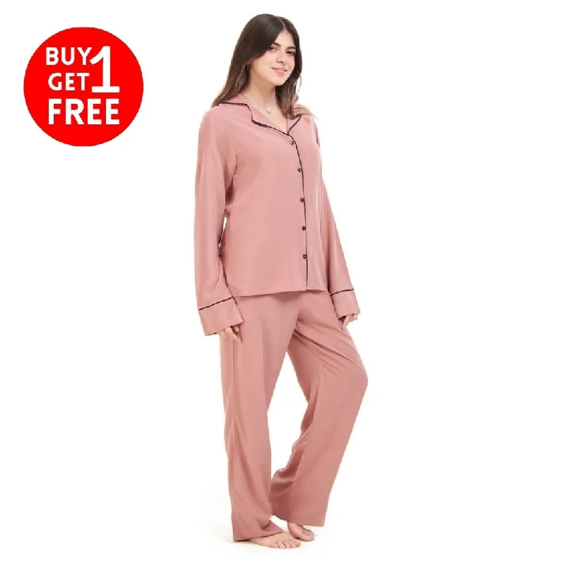 Women summer pajama set Cashmere buttoned shirt + Pants Cooling pajama sets