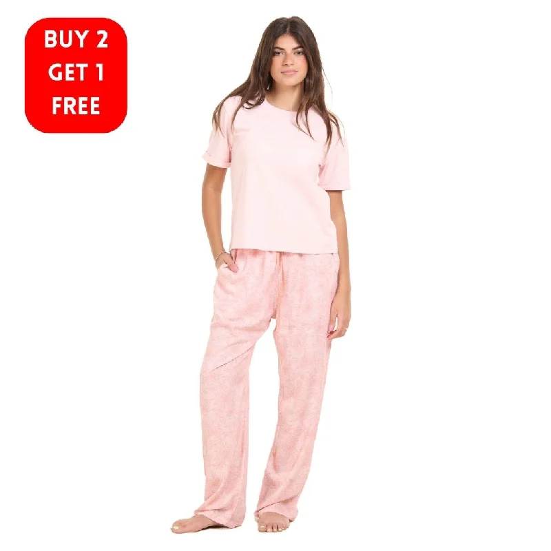 Women summer pajama set Rose Tee + Dahlia floral Pants Postpartum pajama sets