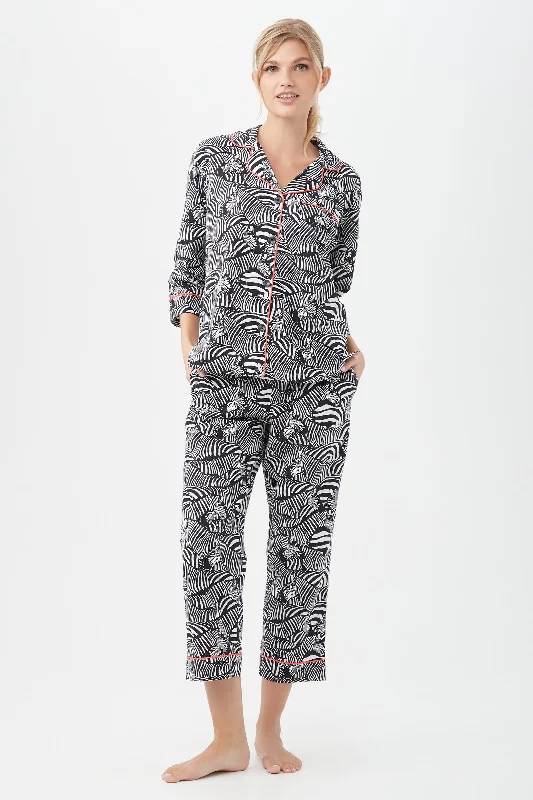 ZEBRA SAFARI WOMEN'S 3/4-SLEEVE CROPPED PANT JERSEY PJ SET H&M pajama sets