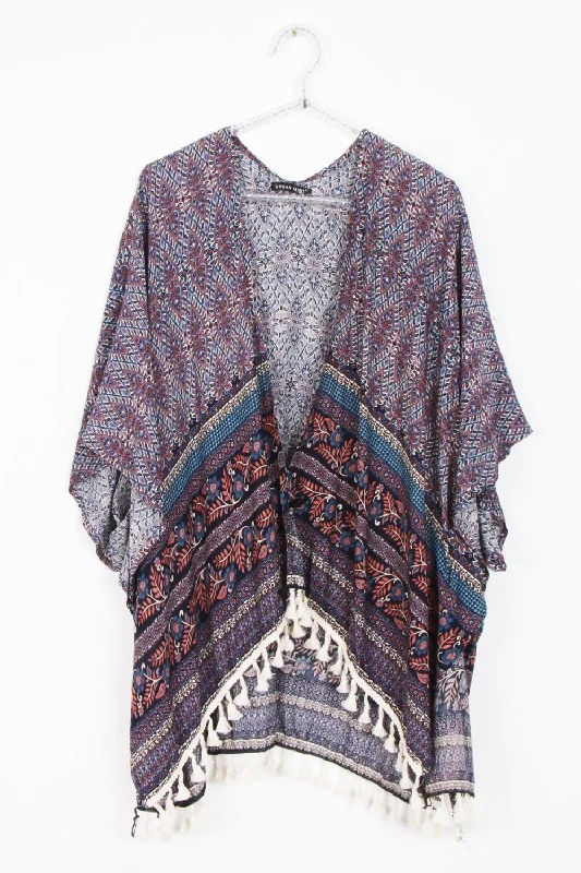 Paisley Print Tassel Trim Kimono Long Kimono Robe