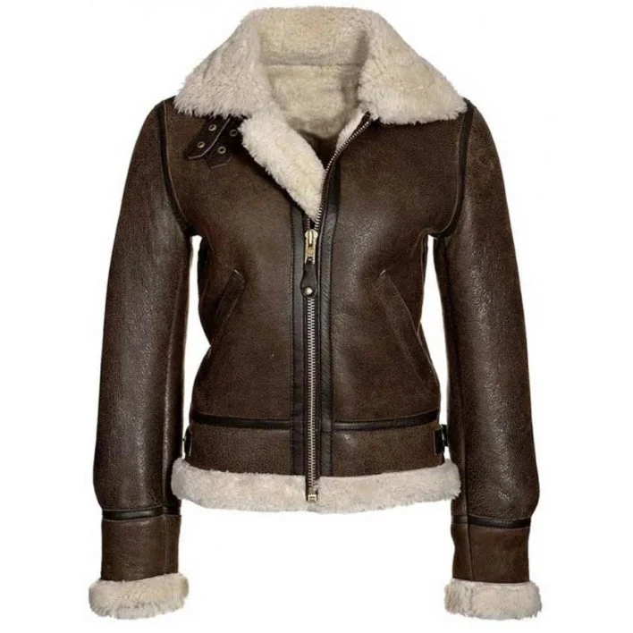 Aviator Womens Distressed Brown Jacket Women's running jackets