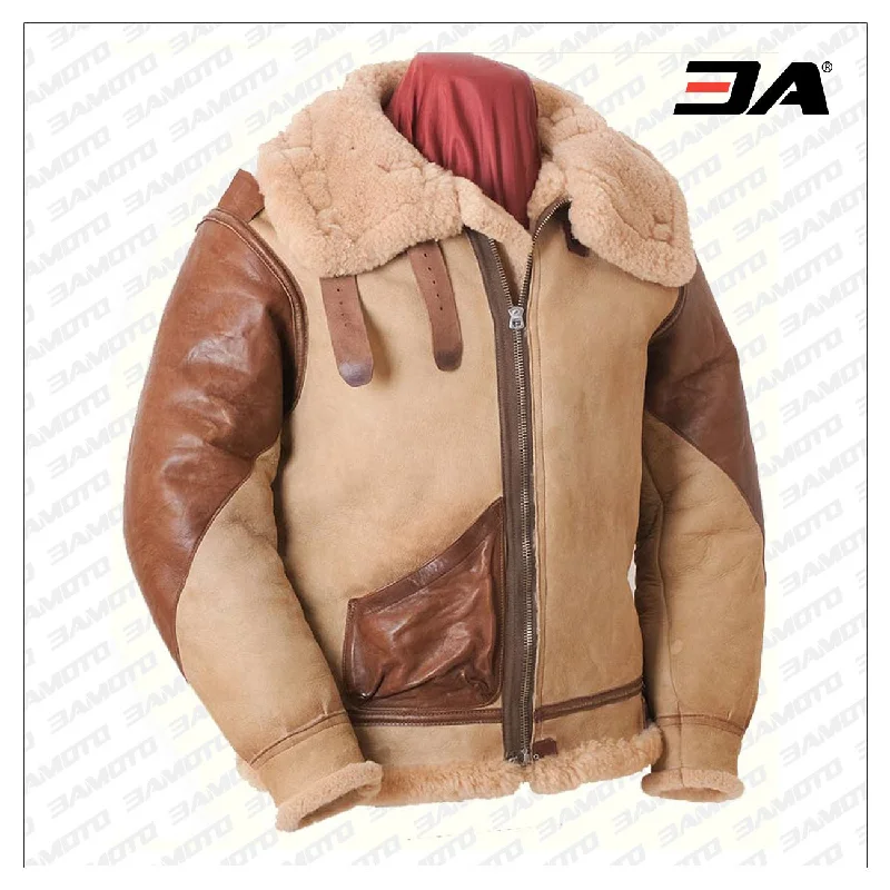 Brown Flying B-3 1937 Shearling Fur Leather Jacket Women's date night jackets