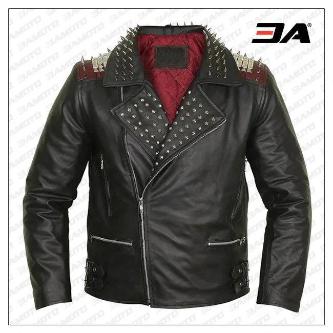 Edgy Black Leather Biker Jacket With Red Quilted Lining Women's summer jackets