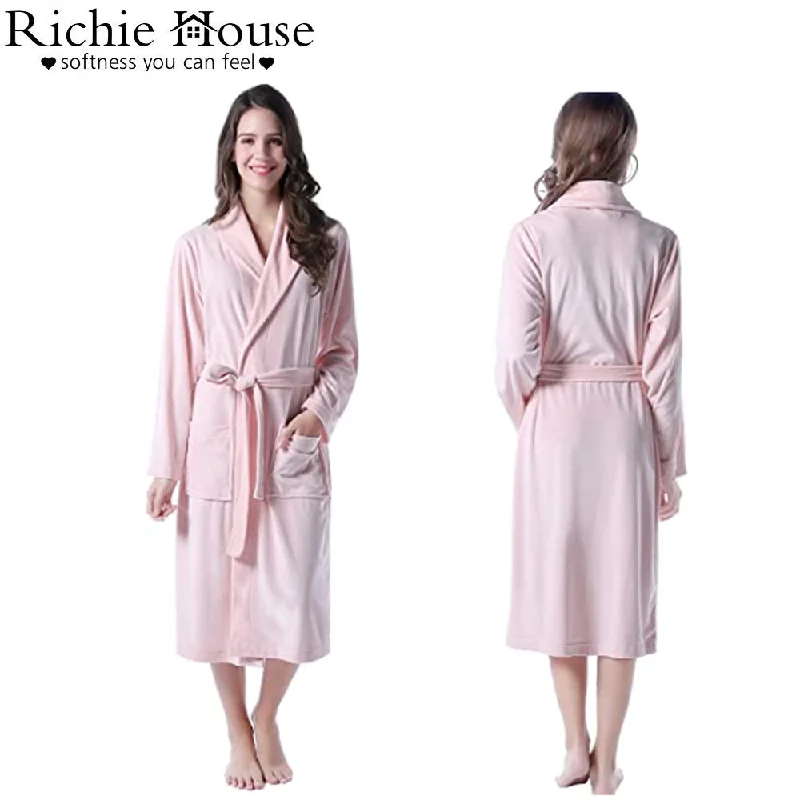 Richie House 100% LUXURY VELOUR SOFT TOWELLING ROBE BATH Lounge Dressing RHW2763 Chic Bridal Gown