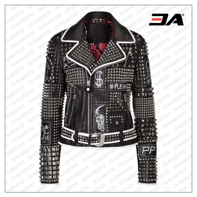 Ladies Fashion Studded Punk Rock Leather Jacket SJW105 Best women's jackets for layering