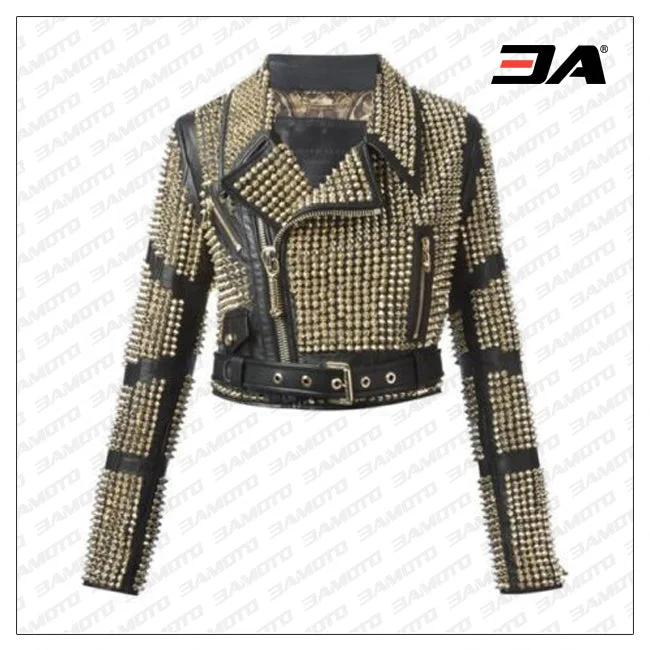 Ladies Fashion Studded Punk Rock Leather Jacket Women's must-have jackets