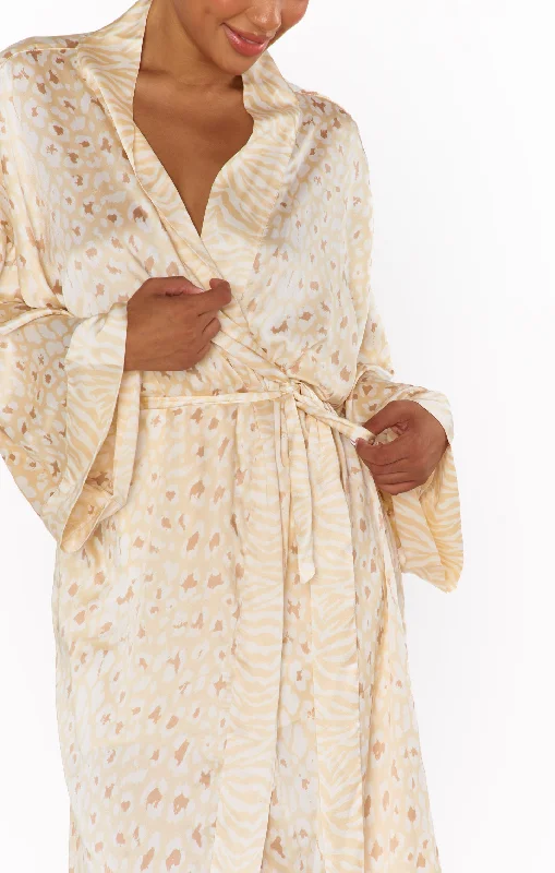 Mumu x Curateur The Harlow Robe ~ Animal Print Satin Kimono Set