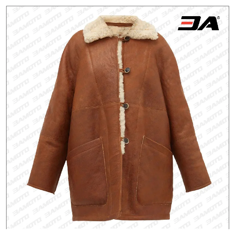 Oversized Tan Brown Shearling Fur Coat Women's best-selling jackets