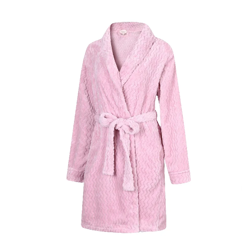 RH Women’s Above the Knee Pink Robe Collared Lounge Sleepwear Housecoat RHW2808 S/M Soft Bridal Robe