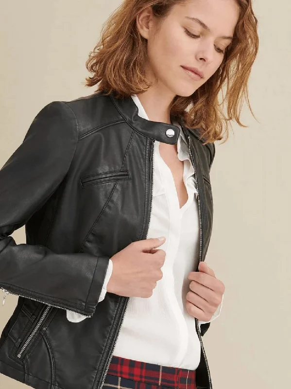 Women’s Black Leather Jacket Genuine Sheepskin Women's travel-friendly jackets