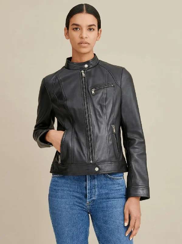 Women’s Classic Black Leather Jacket Women's streetwear jackets