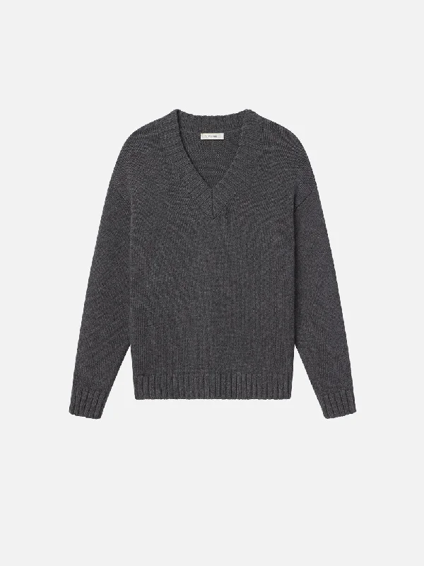 Chunky V-Neck Sweater -- Charcoal Heather Best sweaters for cold weather