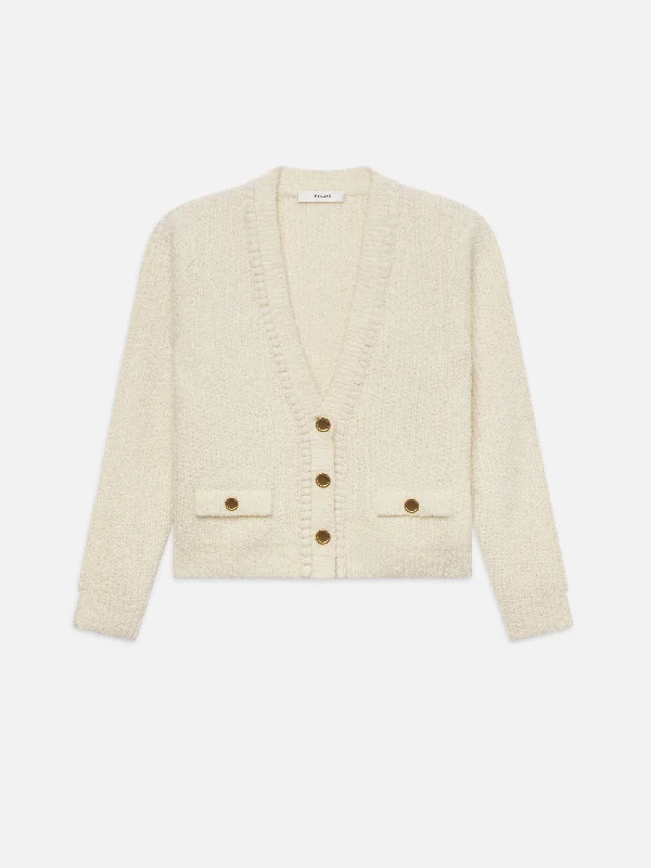 Double Pocket Cropped Cardi -- Cream Water-resistant sweaters