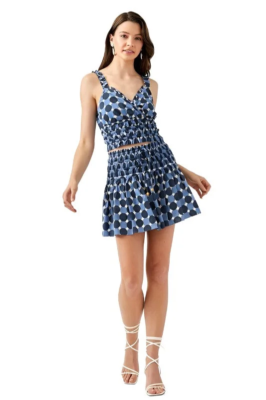 Polka Dot Printed Ruffled Skorts Summer Mini Skirt