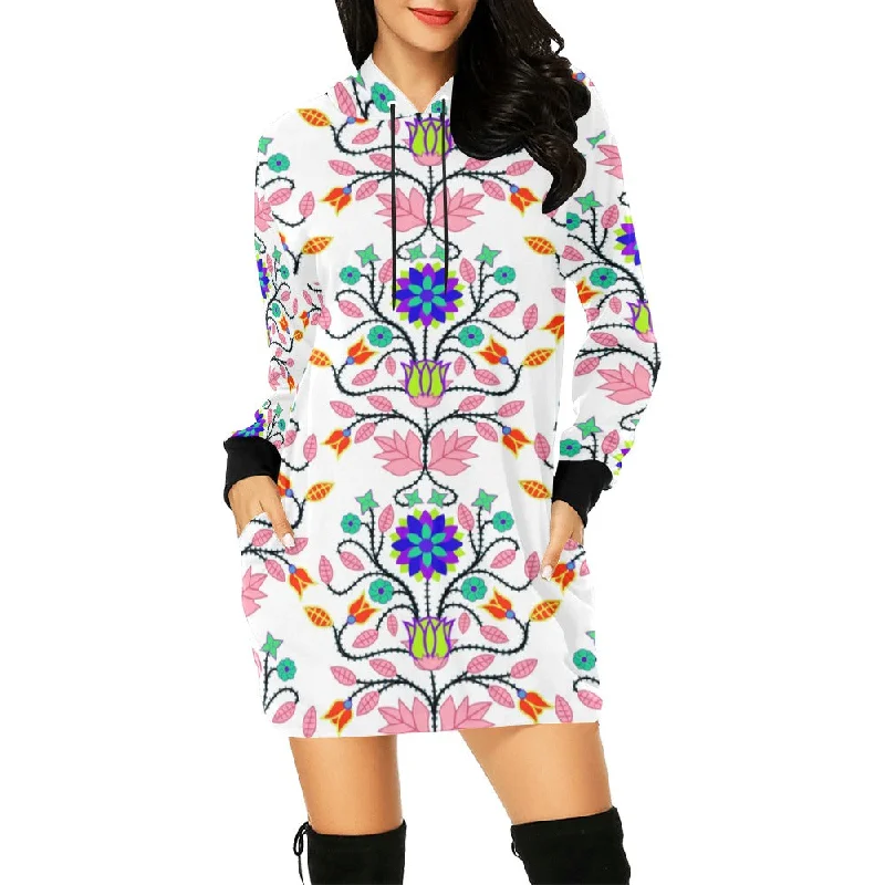 Floral Beadwork Four Clans White Hoodie Dress New Year's Eve mini dresses