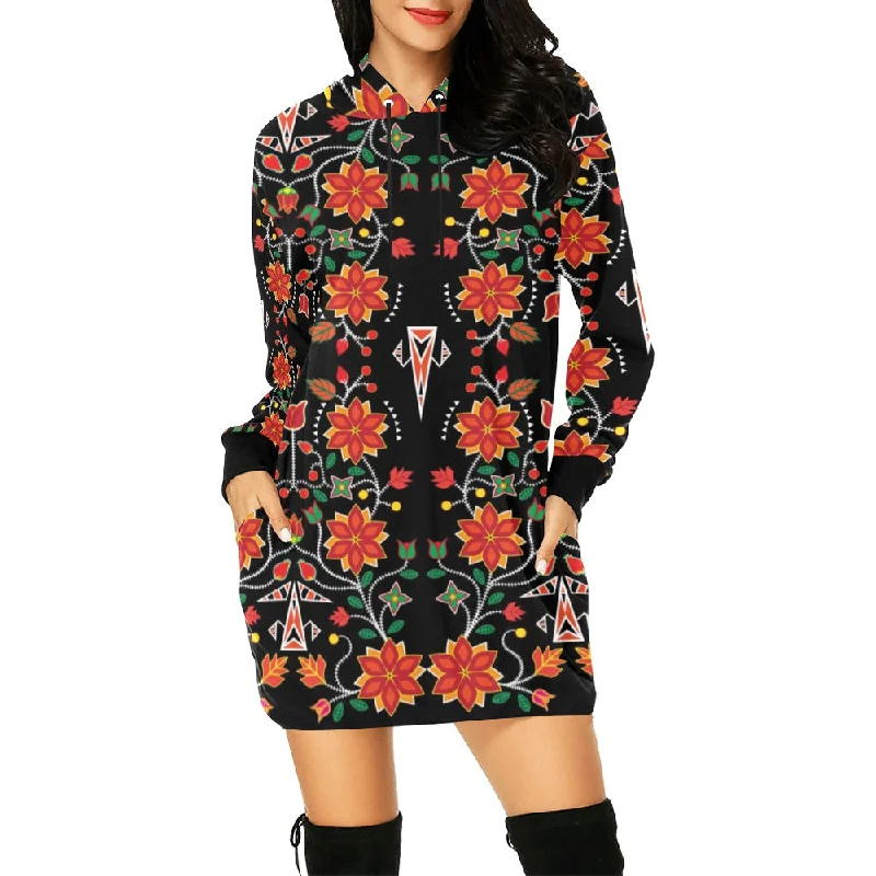 Floral Beadwork Six Bands Hoodie Dress Cheap mini dresses