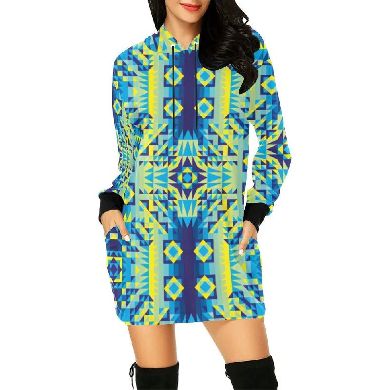 Kaleidoscope Jaune Bleu Hoodie Dress Hot new arrivals in mini dresses