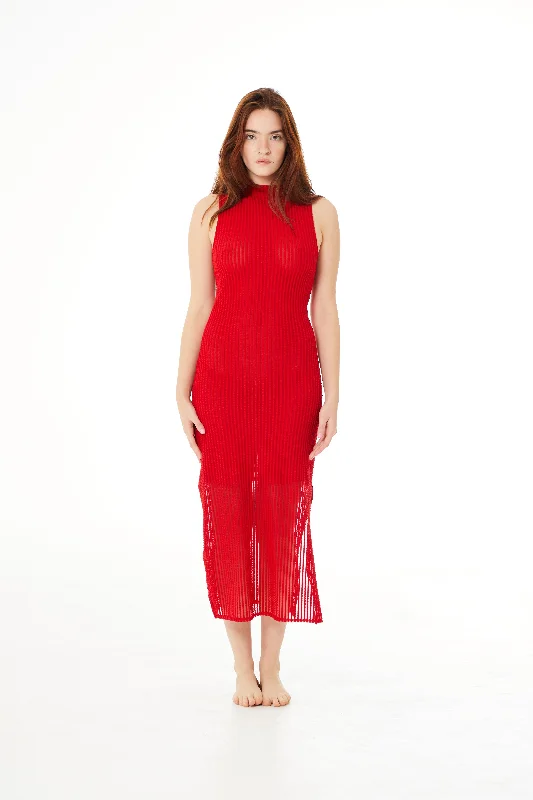 Bright Rouge Addison Mesh Midi Dress Cheap midi dresses