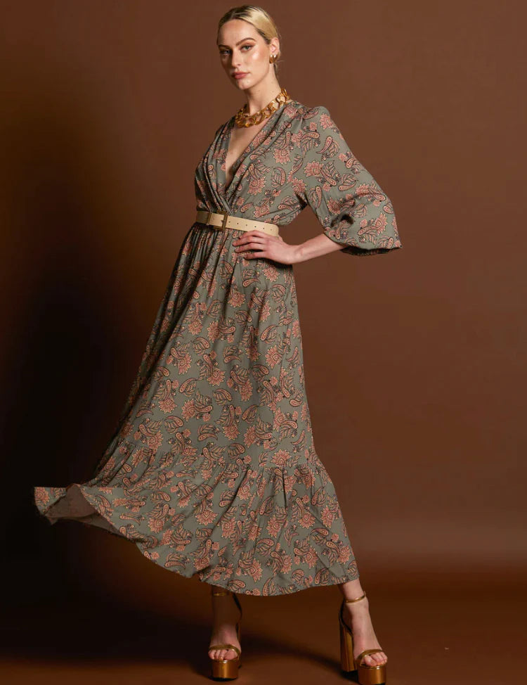 FATE+BECKER EVERYWHERE BOHO TIERED MAXI DRESS VINTAGE PAISLEY Chiffon maxi dresses