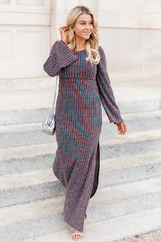 Joyful Journey Multi Color Shimmer Long Sleeve Maxi Dress FINAL SALE Forever 21 maxi dresses