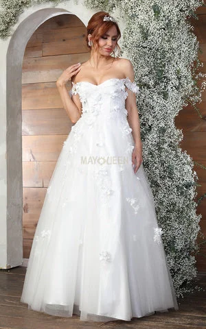 May Queen RQ8034 - Appliqued Gown Lace Wedding Gown