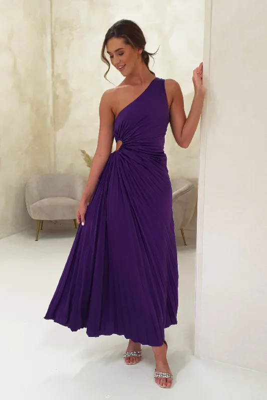 Olsen Pleated Maxi Dress | Deep Purple Budget-friendly maxi dresses