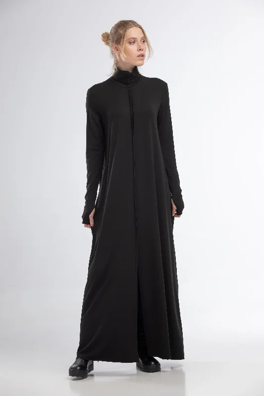 Turtleneck black maxi dress Fashion-forward maxi dresses