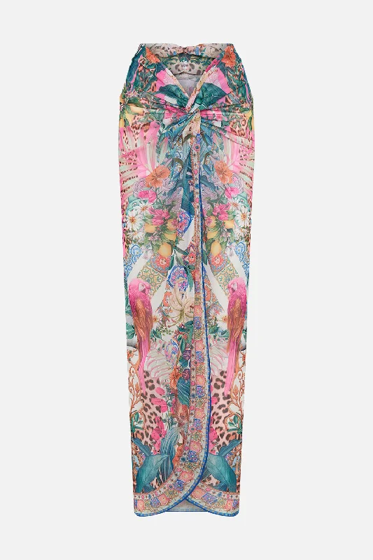 CAMILLA TWIST FRONT LONG SKIRT - FLOWERS OF NEPTUNE Black Maxi Skirt