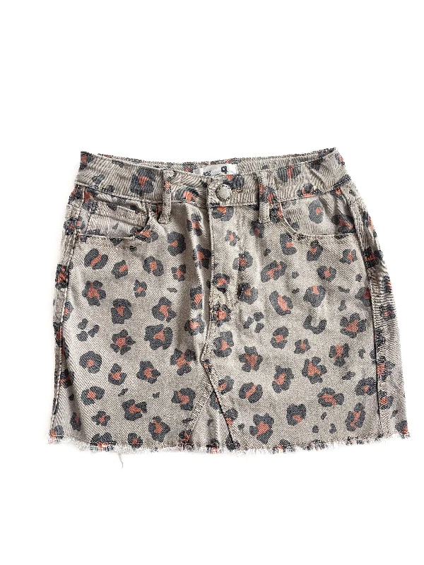 Cotton on leopard denim skirt (9Y) Light Wash Denim Skirt