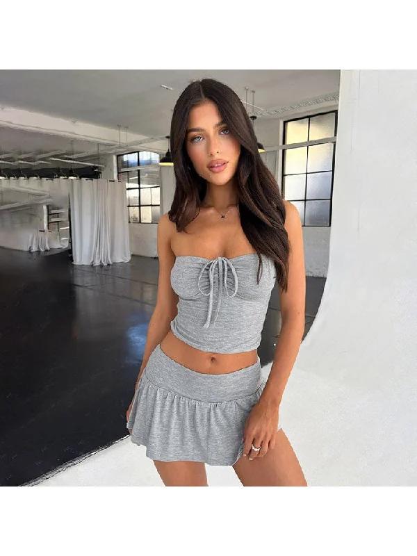 Halter Backless Lace-Up Bodycon Skirt Sets Popular unclassified skirts