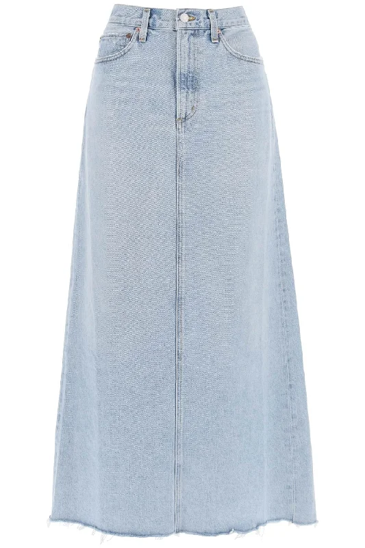 hilla maxi skirt in denim A9111 1141 PRACTICE Front Slit Maxi