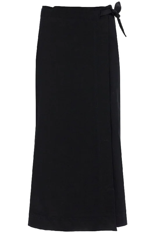 long wrap skirt with pockets F9613 BLACK Skater Maxi Skirt