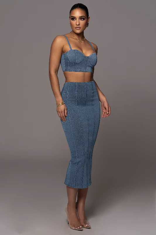 NAT & LIV x JLUXLABEL Denim Eliana Skirt Set Mini Denim Skirt