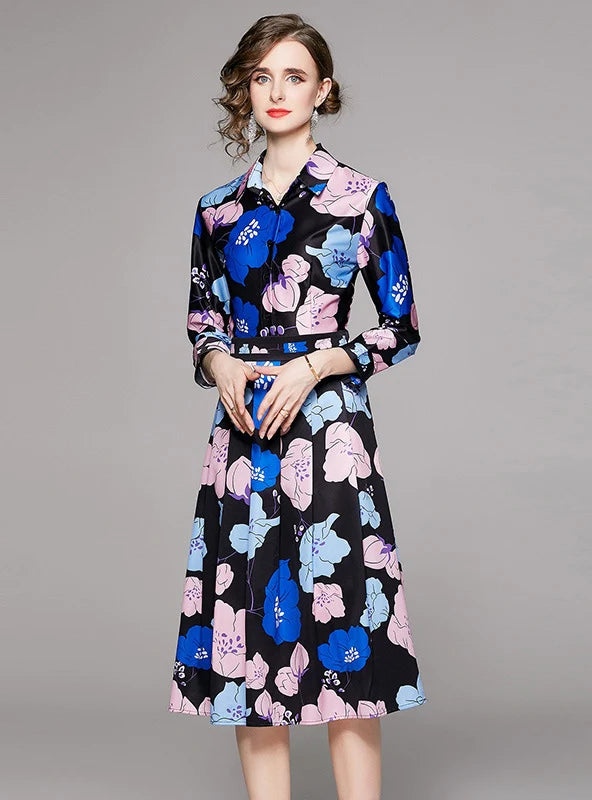 SLIM PRINTED LONG SLEEVE DRESS Petite floral dresses