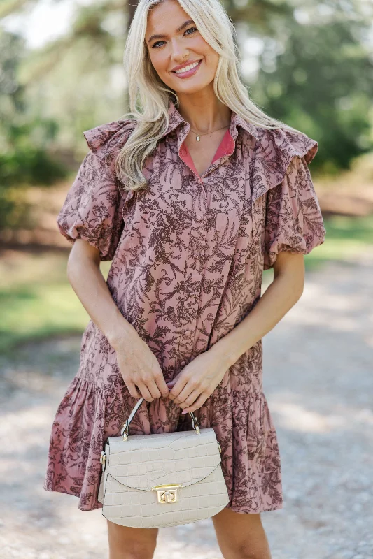 Always The Story Mauve Floral Dress Velvet floral dresses