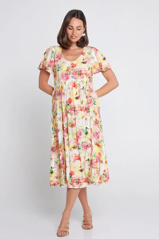 Brighton Dress - Sunrise Floral Linen floral dresses