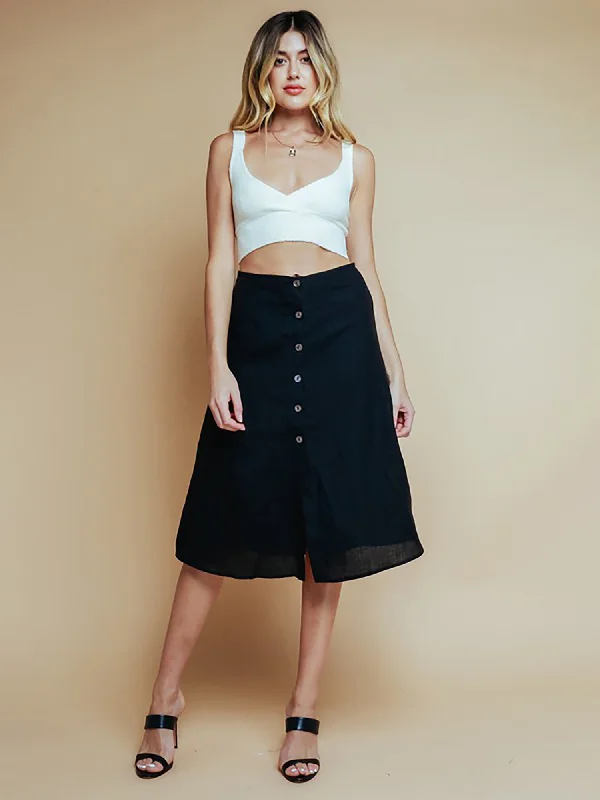 Olivaceous Button Midi Skirt Midi Skirt Trendy