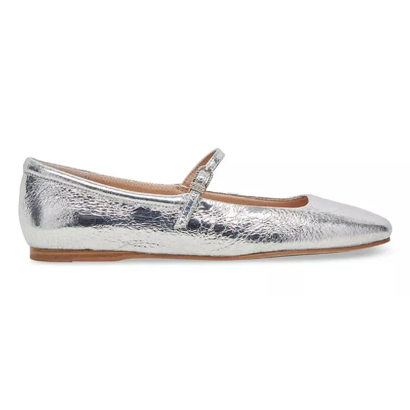 Dolce Vita Women's Reyes Ballet Flats Silver Distressed Leather Stretchy unclassified dresses