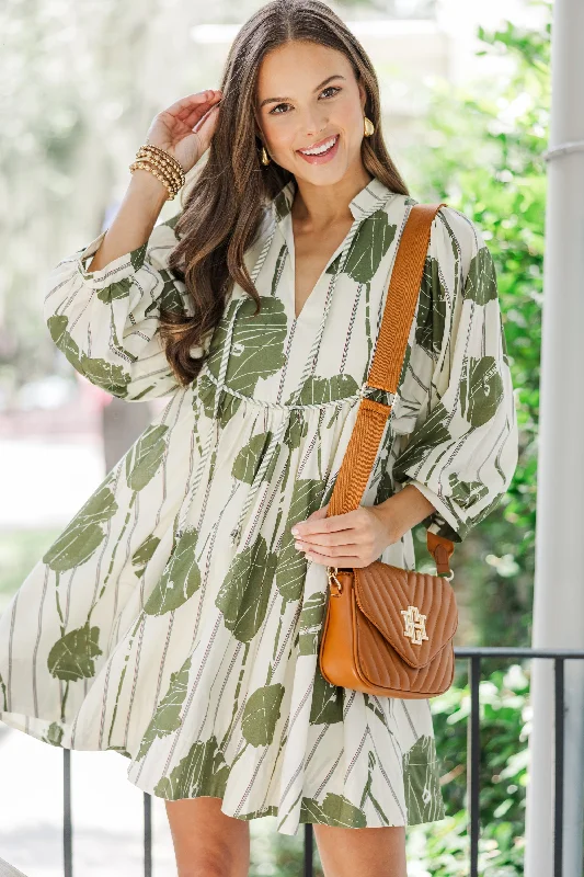 Full Of Wonder Olive Green Floral Dress Cotton floral dresses