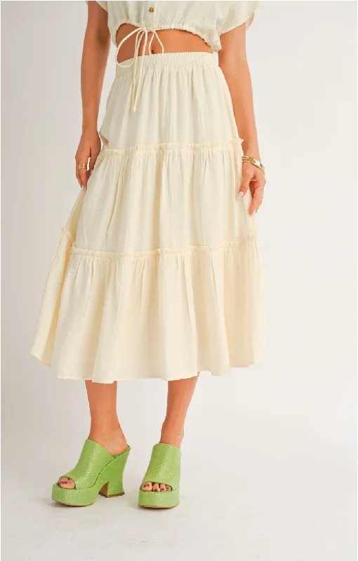 Grazie Three Tiered Midi Skirt Ruffled Midi Skirt