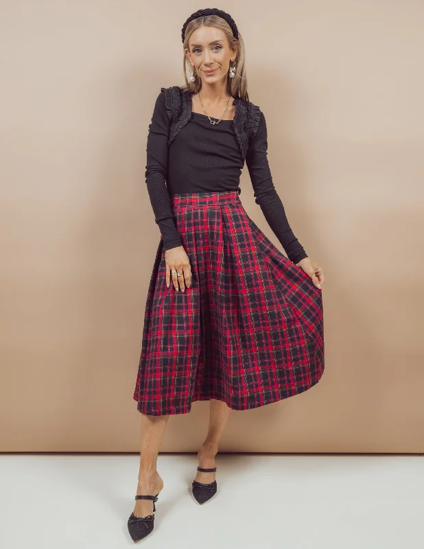 Kenzie Plaid Midi Skirt Classic A-line Skirt