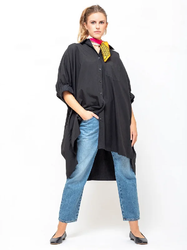 Le Shirt - Black Poplin Casual Shirt Dress