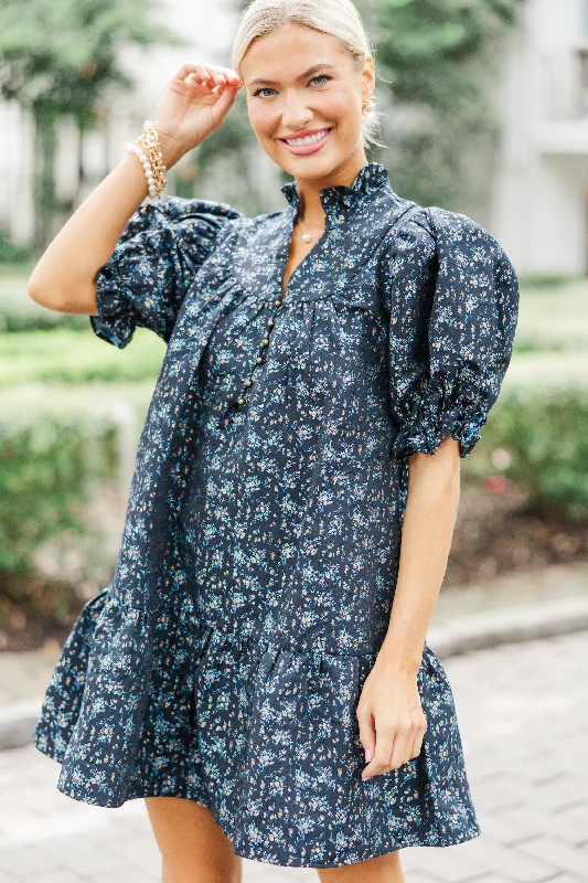 Lean On Me Black Ditsy Floral Brocade Dress ASOS floral dresses