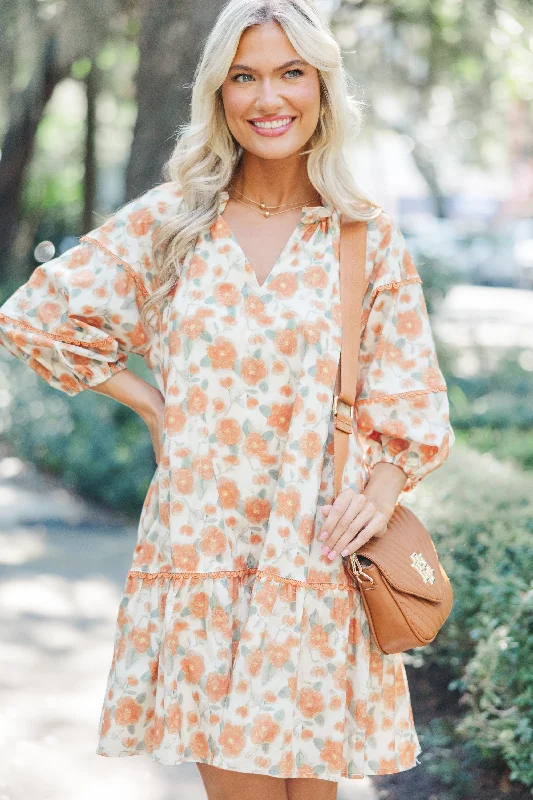 Live To The Fullest Persimmon Orange Floral Dress Date night floral dresses