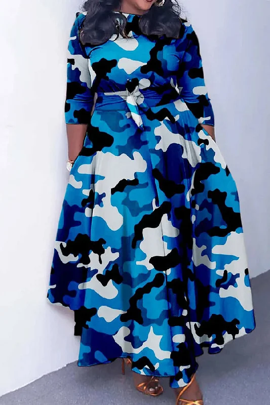 Camo Print Tie Front A-line Dress Tulle floral dresses