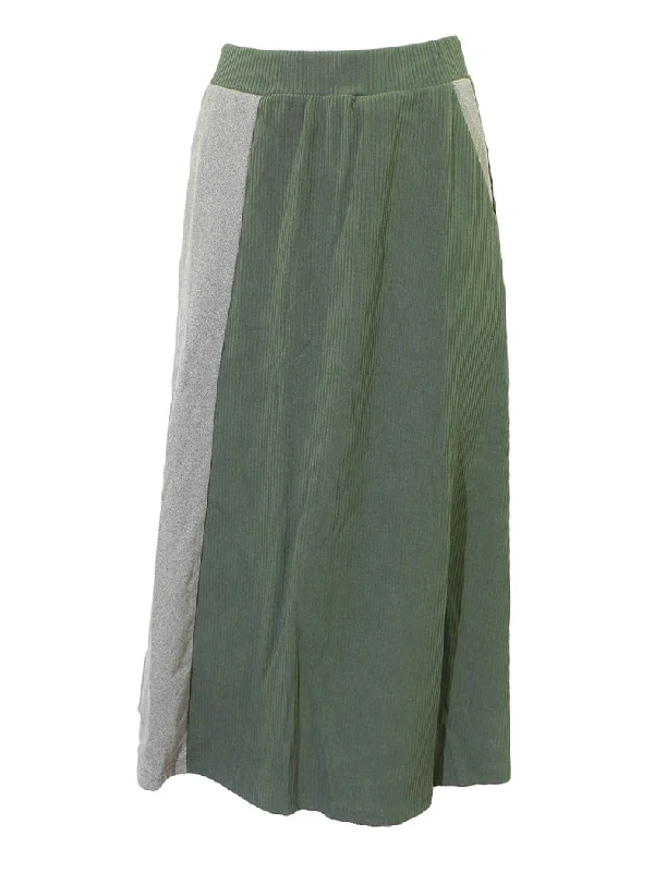 Modaliani Ribbed Colorblock Midi Skirt Stylish Pleated Skirt