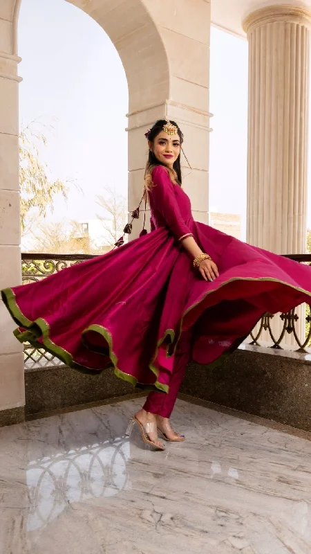 Pomcha Jaipur Magenta Lilly Anarkali Set Office unclassified dresses