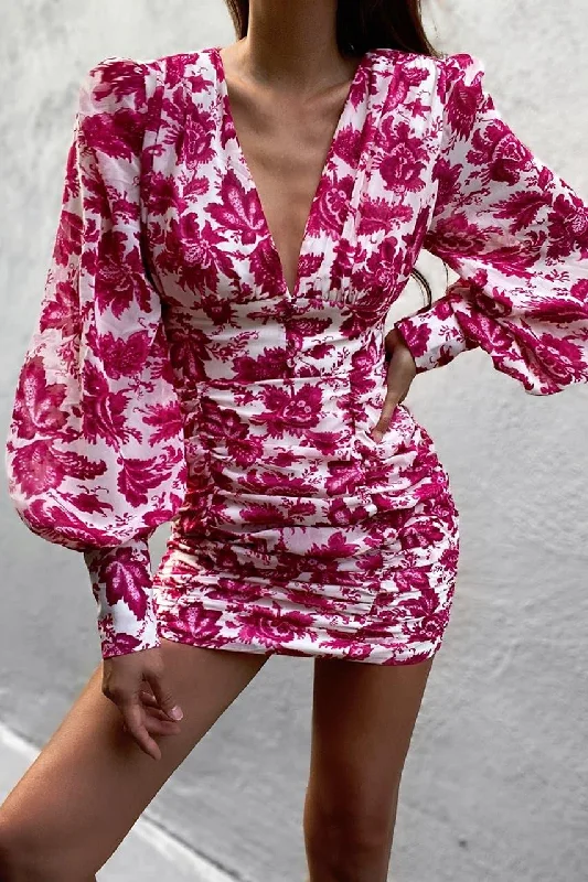 Stevin Dress - Hot Pink Floral Affordable floral dresses